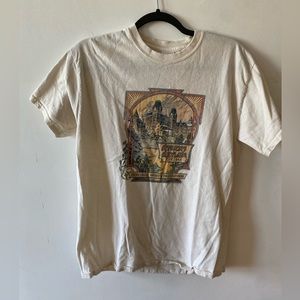 Vintage T Shirt Athens Asylum Big Print White Men’s Medium